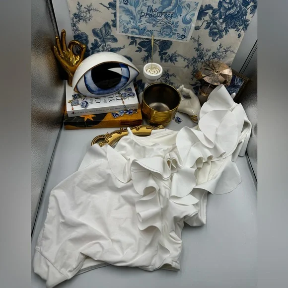 Zimmermann White Ruffled One Piece Swimsuit - Picture 12 of 16